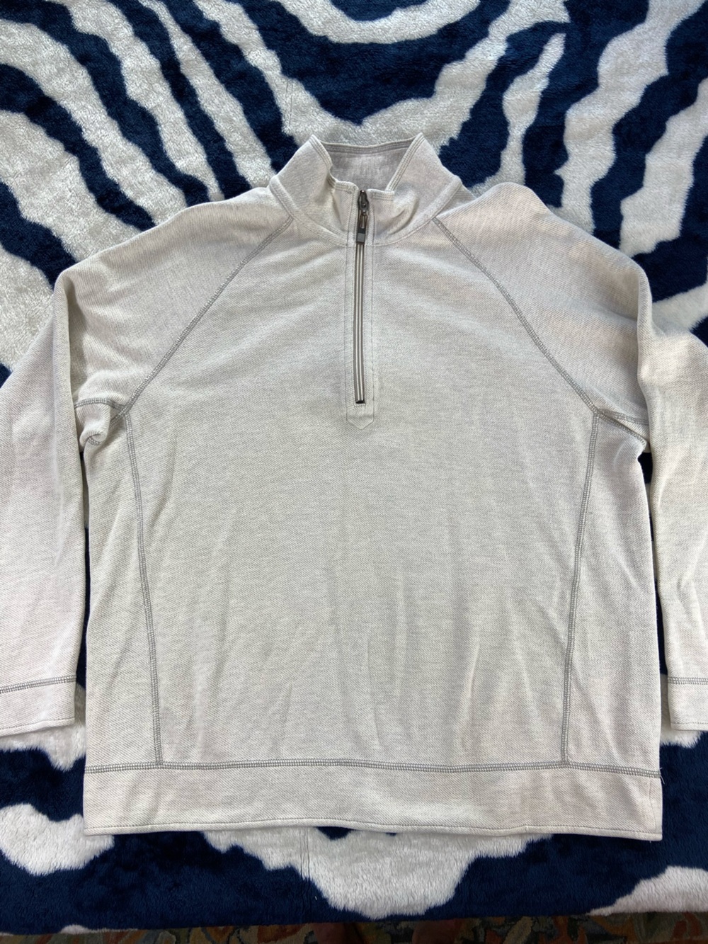 Tommy Bahama Light Gray Quarter-Zip Sweater Sweatshirt Large P Men’s